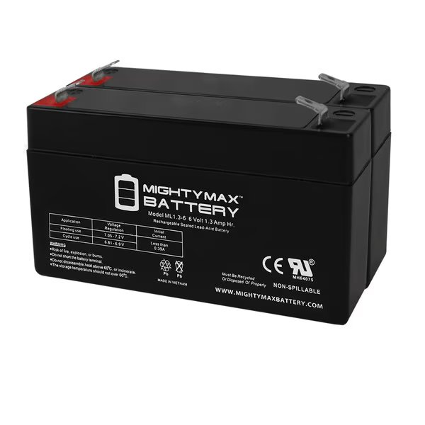 6V 1.3Ah Vickers Oxyscale Oxygen Monitor Oc681 Medical Battery  2 Pack, Mighty Max Battery, Mfr#: ML1.3-6MP24769